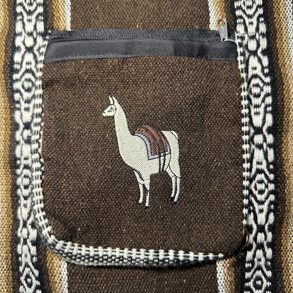 Peruvian Woven Llama Alpaca Crossbody Messenger Bag Brown Southwestern Boho - Picture 3 of 9